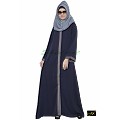 Front open abaya- Blue Front open abaya- Blue